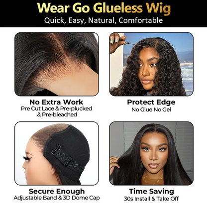 Sale Happening Now:70%OFF🔥Pre-Cut Lace Kinky Straight 360 Full Lace Frontal Glueless Wig With Invisi Drawstring Pre Plucked Human Hair Wig