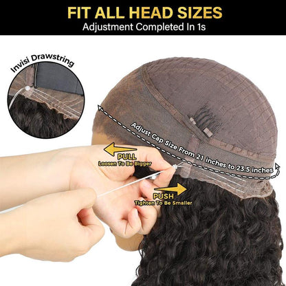 Sale Happening Now:70%OFF🔥Pre-Cut Lace Kinky Straight 360 Full Lace Frontal Glueless Wig With Invisi Drawstring Pre Plucked Human Hair Wig